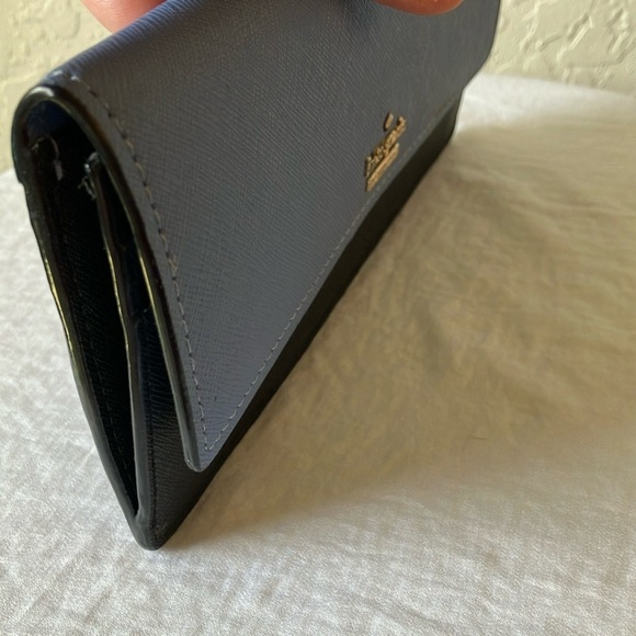Kate Spade: Blue & Black Wallet - 10 card slots- coin area- Gold tone - Picture 13 of 16